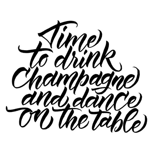 Targa In Lamiera Decorativa 20x30 Cm 'Time To Drink Champagne And Dance On The Table' - Vintage, Per Cucina, Bar, Casa