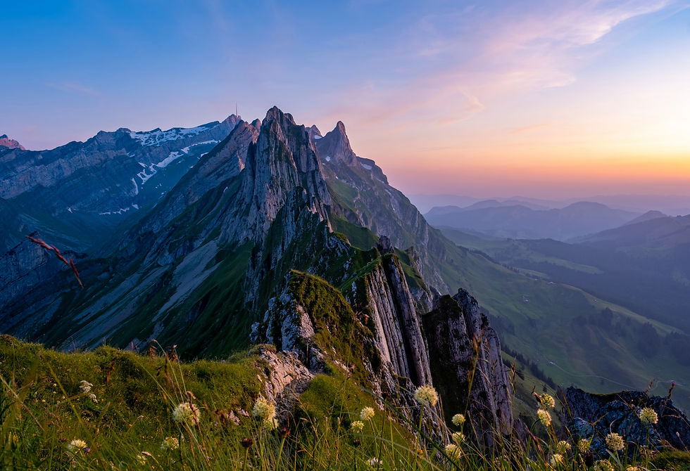 Schäfler at sunset in Switzerland