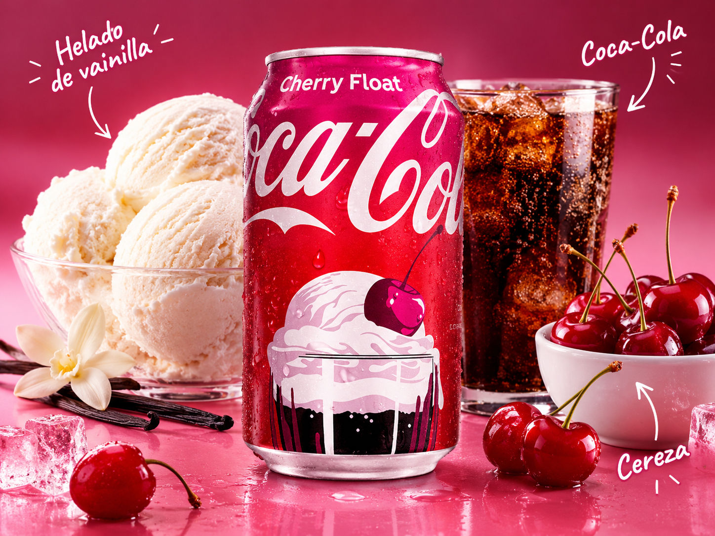 Coca - Cola Cherry Sabor Helado Flotante de Vainilla
