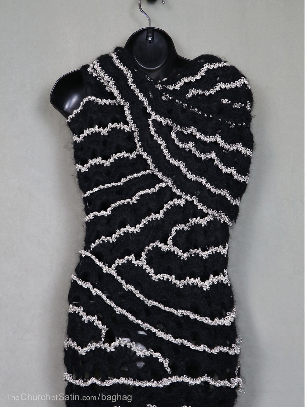 Thumbnail: Junya Watanabe dress Comme des Garcons avant garde black silver sweater knit