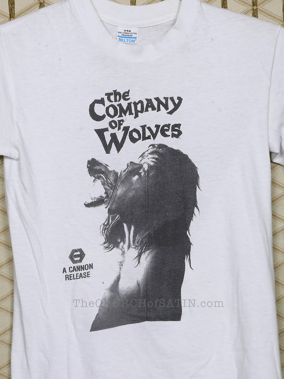THE COMPANY OF WOLVES vintage soft and thin white horror movie t-shirt, with 1980s Belton neck tag.