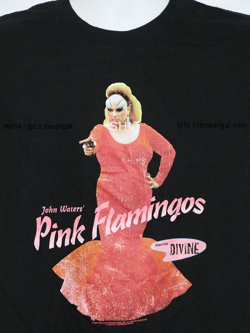 Thumbnail: PINK FLAMINGOS Divine shirt 2005 (John Waters queer drag Andy Warhol Boy George)