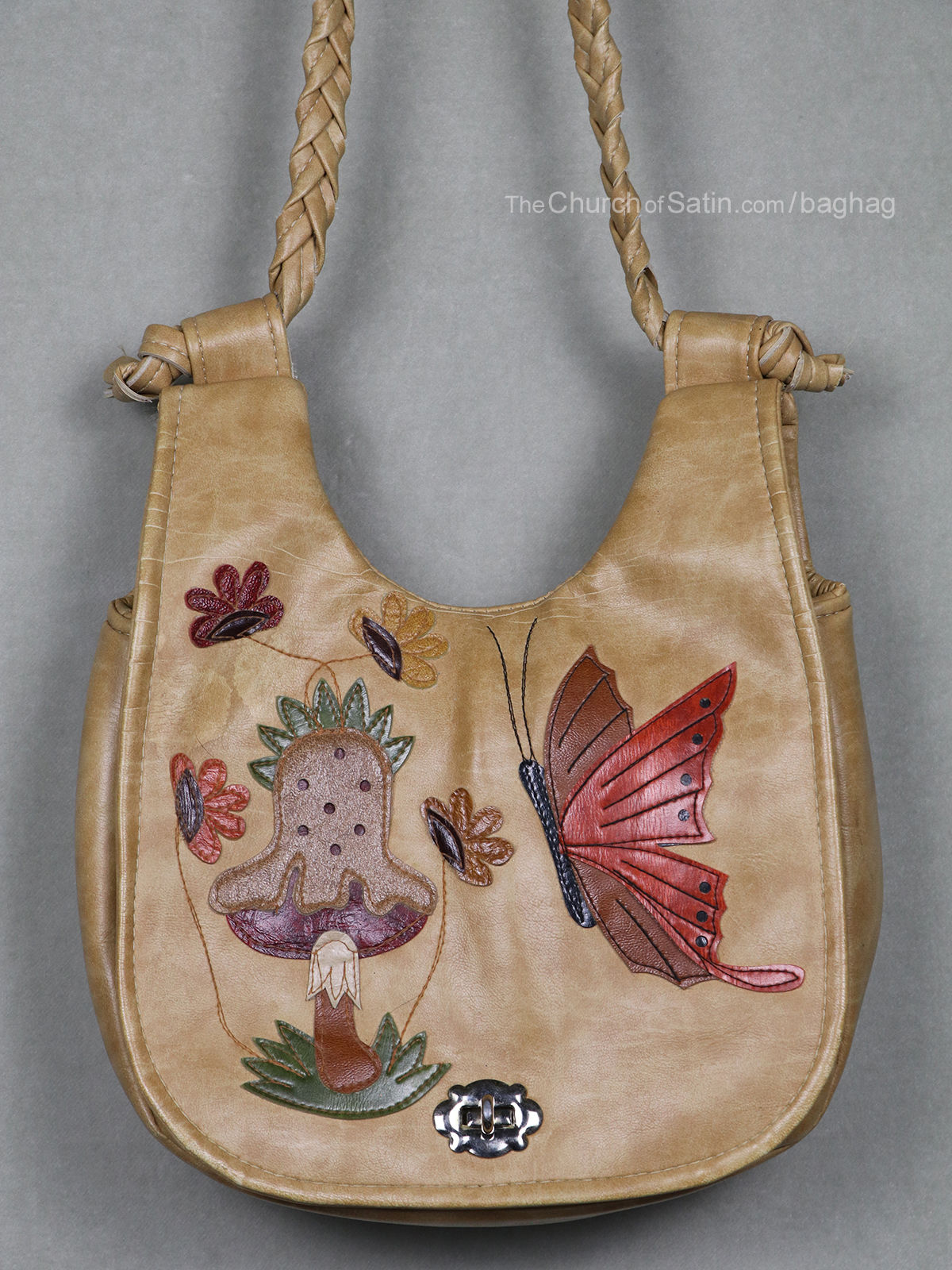 Hand painted tooled leather purse vintage bag boho bohemian hippie butterfly
