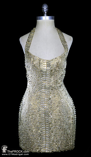 Versace vintage runway bronze scale mini dress, beaded sequined cocktail | TheFROCK.com Versace vintage runway bronze scale mini dress, beaded sequined cocktail | TheFROCK.com