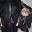 Thumbnail: Vintage black silk kimono embroidered embroidery mid length long sleeves