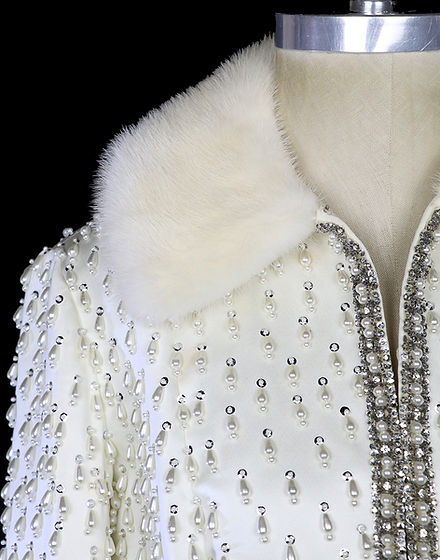 TheFROCK.com, vintage couture dresses and coats, 1960s pearl beaded silk satin jacket ivor