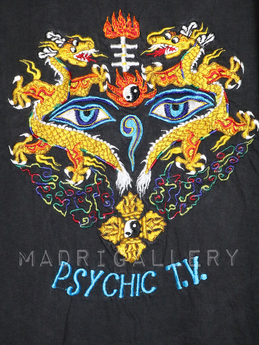 Thumbnail: PSYCHIC TV embroidered t-shirt (Throbbing Gristle Download SPK Coil)