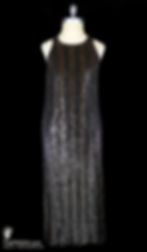HALSTON vintage solidly sequin striped midi length cocktail tank dress.