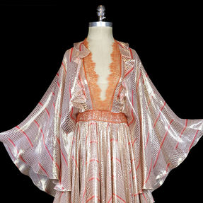 Giambattista Valli - Paris gold lamé metallic sheen maxi dress or evening gown with huge angel-wing sleeves.