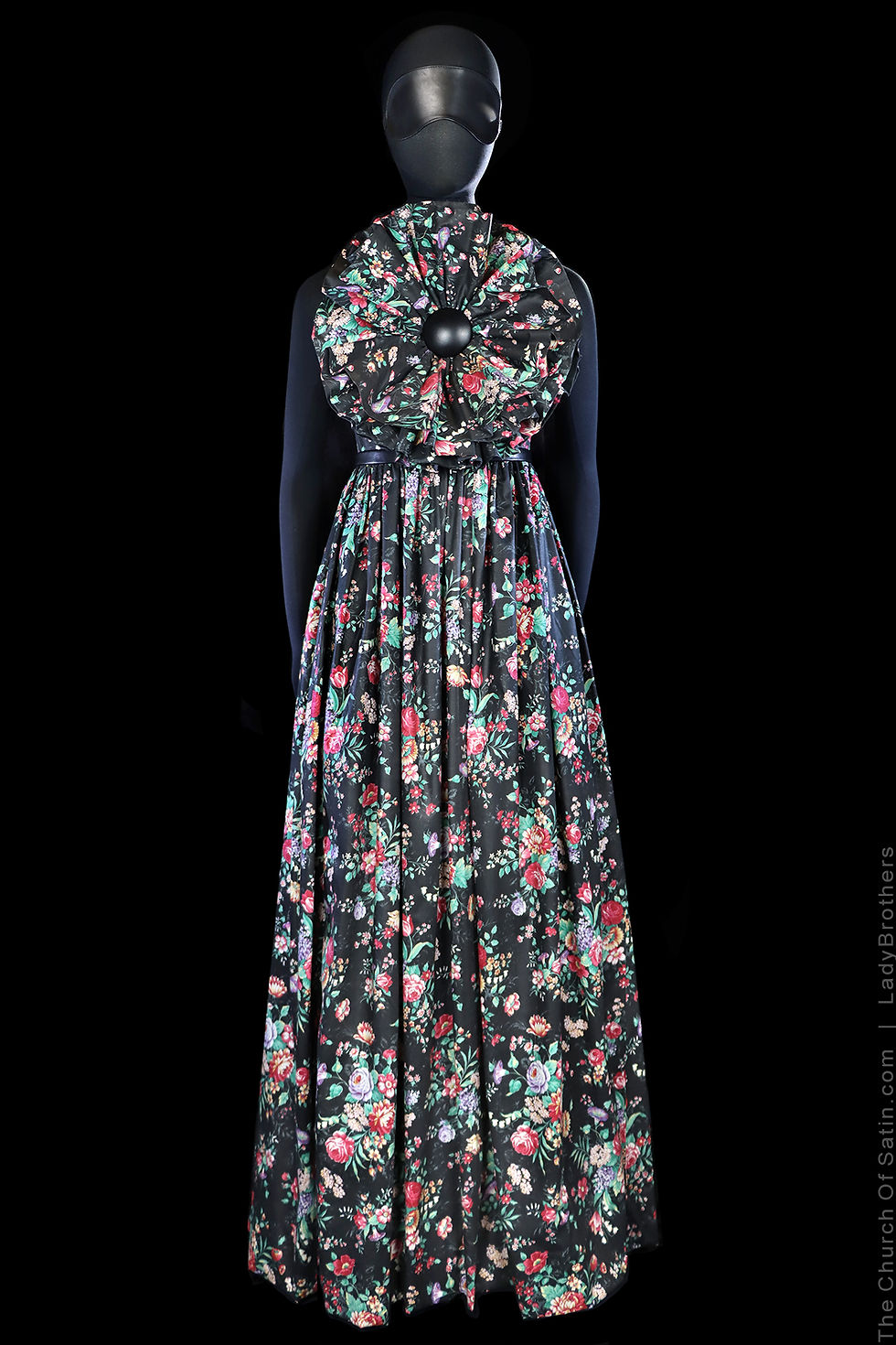 Thumbnail: LADYBROTHERS demi-couture polished cotton floral maxi gown, Made to Order