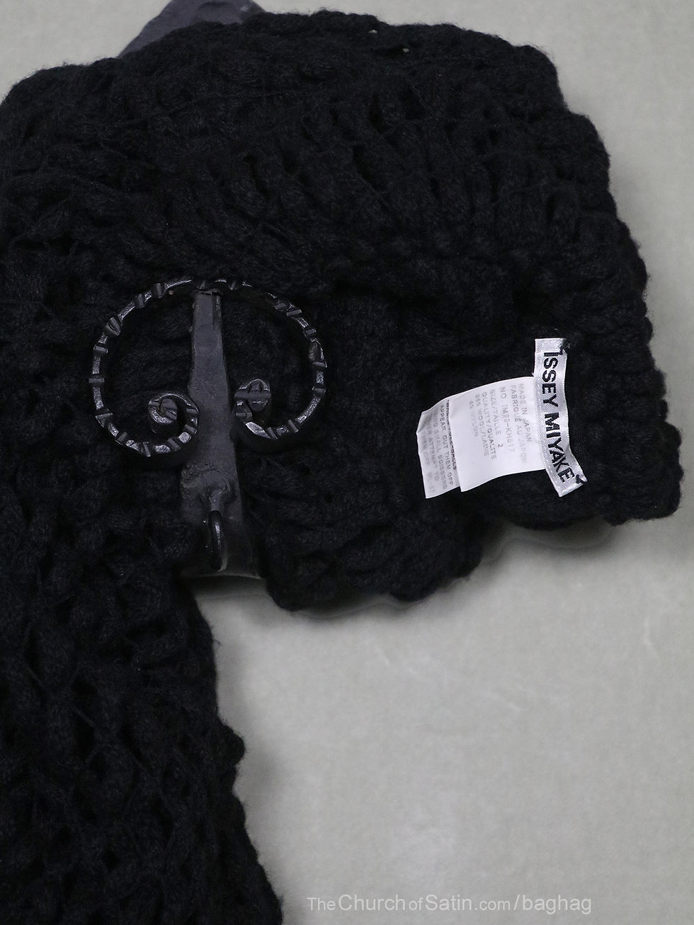 Thumbnail: Issey Miyake dress black wool knit avant garde sweater cocoon goth crochet
