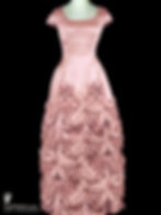 ADRIAN vintage couture 1930s/1940s Hollywood designer champagne pink silk satin evening gown or wedding dress with cap sleeves, beads, sequins, and endless gathers on the floor-length ballgown skirt.