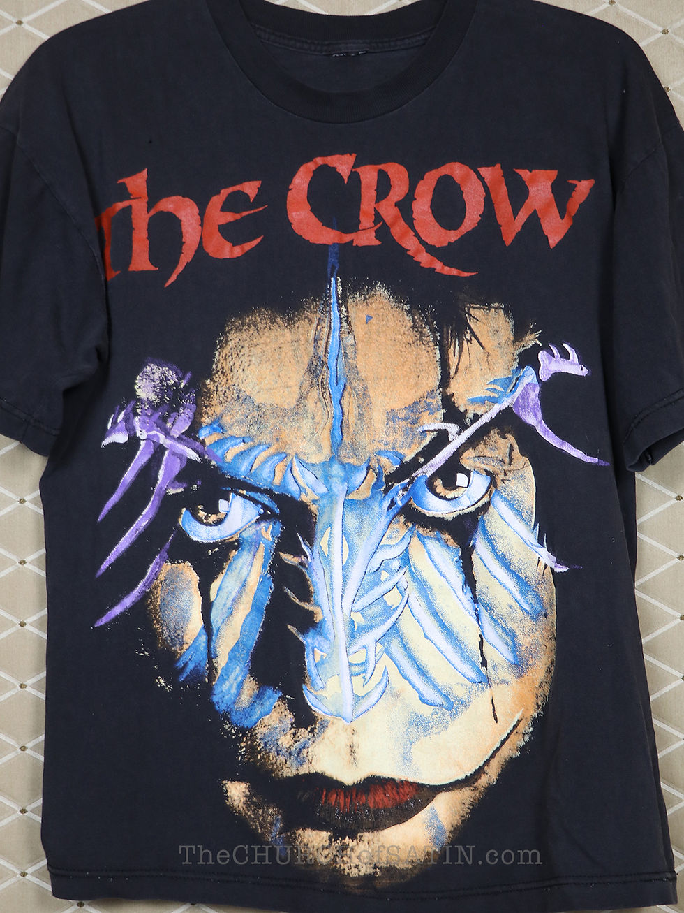 The Crow vintage gothic horror movie t-shirt with a huge colorful face graphic.