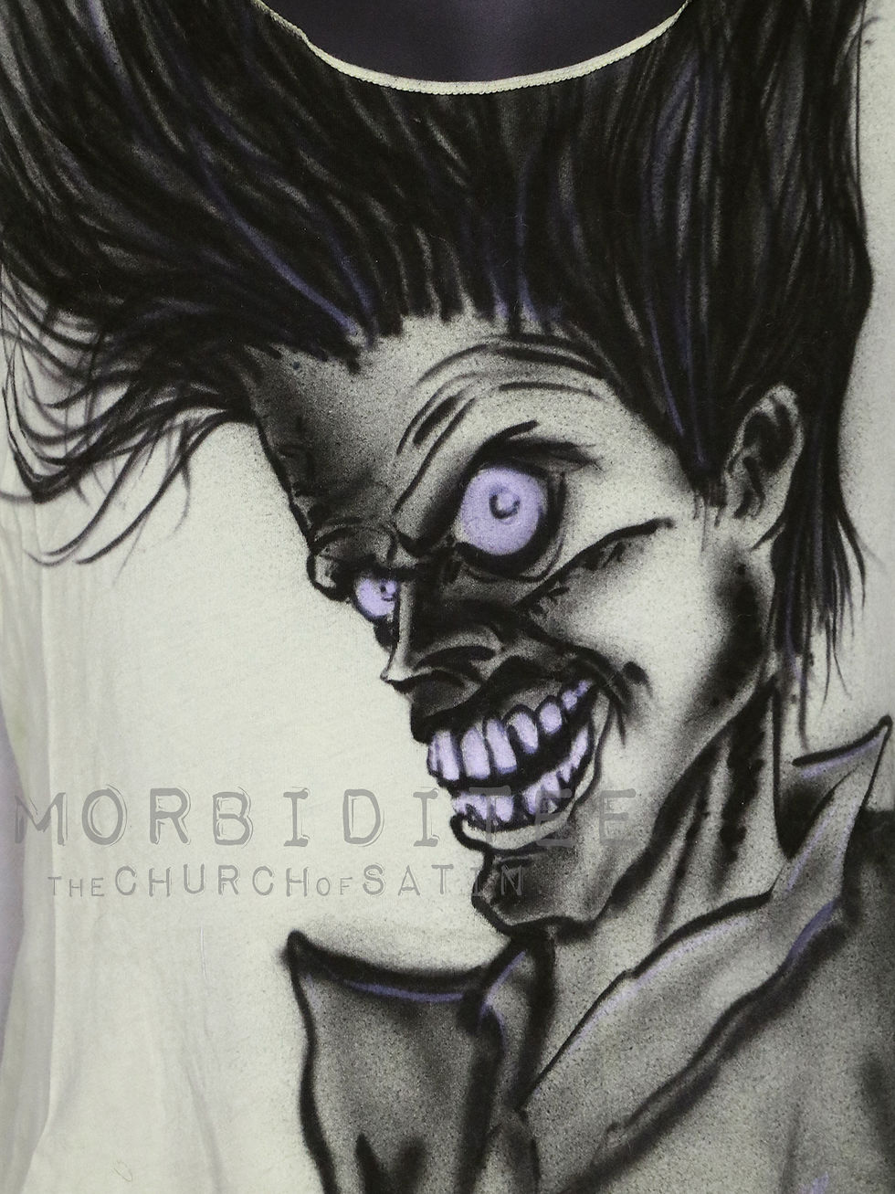 Thumbnail: CRAMPS, Bad Music, airbrushed t-shirt (Misfits Alien Sex Fiend 45 Grave)