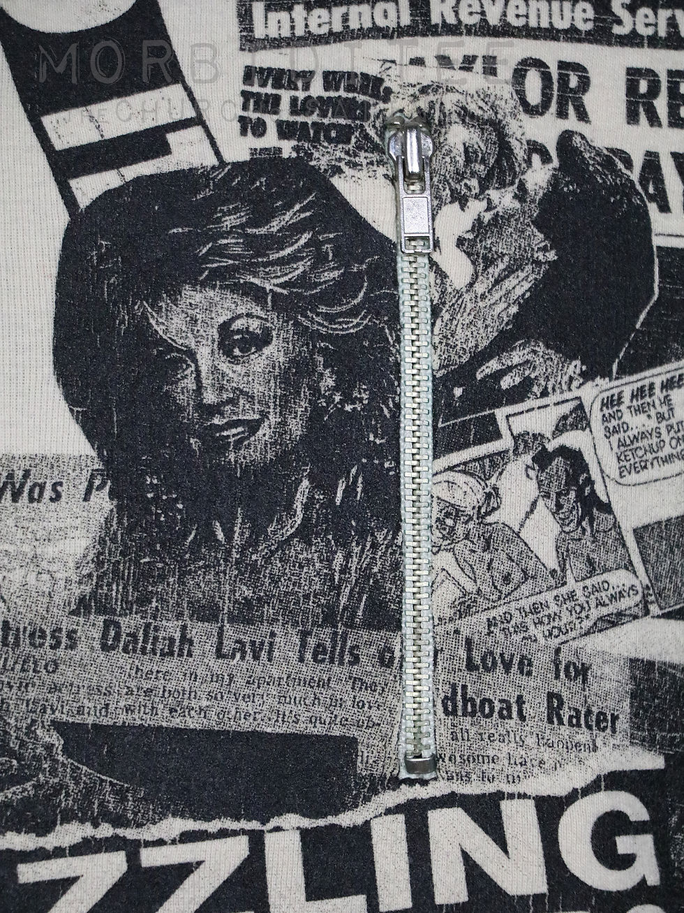 Thumbnail: NEWSPRINT t-shirt 1980s punk horror zippers Dolly Parton Elvis Tina Turner)
