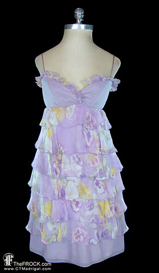Valentino floral chiffon dress, sleeveless silk watercolor flowers, empire  | TheFROCK.com