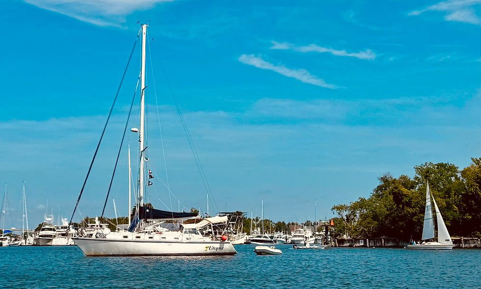 Utopia at anchor in Solomons Point (phot by Quest II)