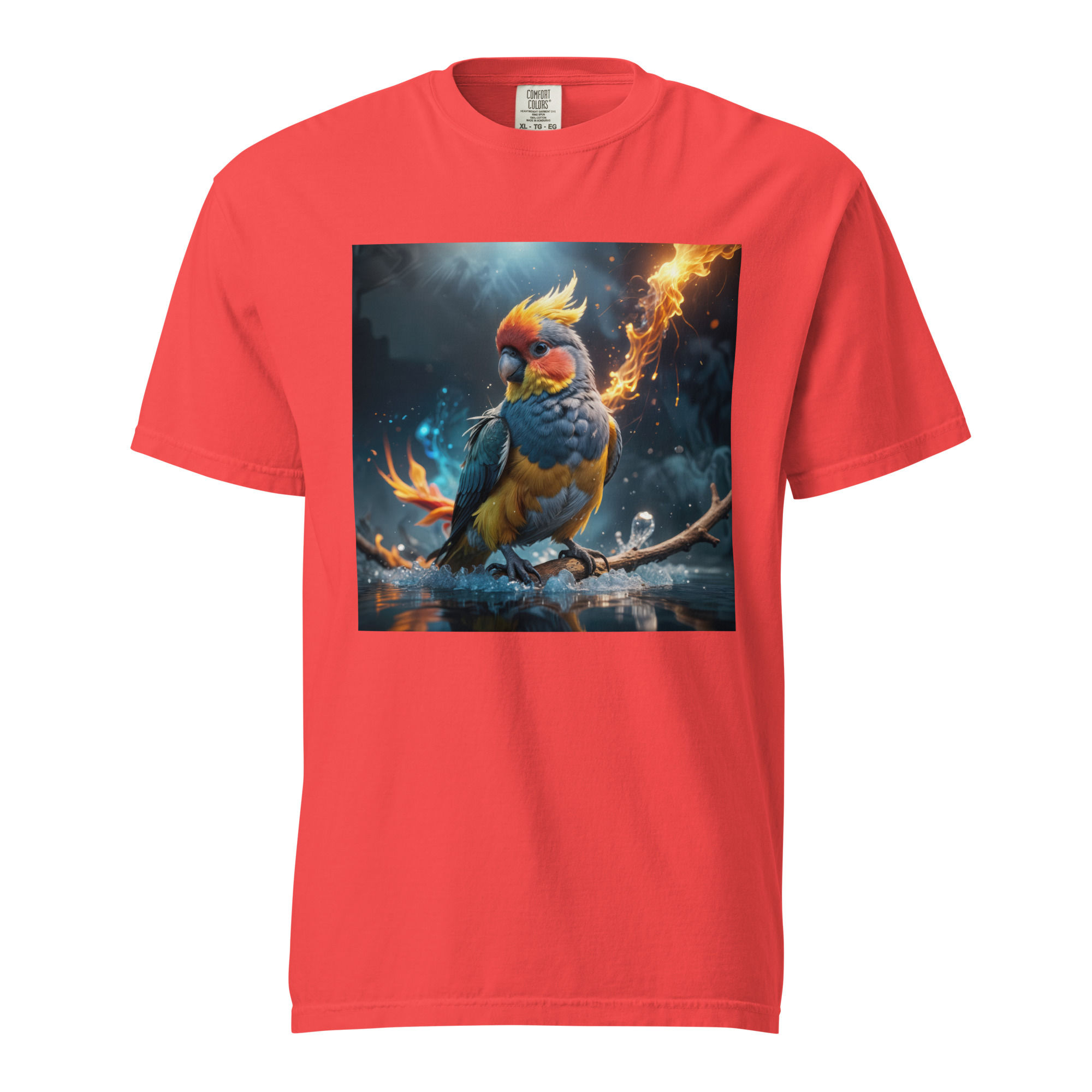 Fiery Cockatiel Fantasy - Unisex Heavyweight T-Shirt - Free Shipping