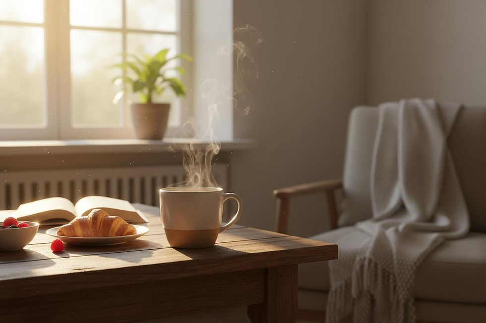 A quiet everyday moment at home, reflecting how values can be lived through ordinary daily experiences.