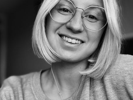 black and white picture of neurodivergent woman