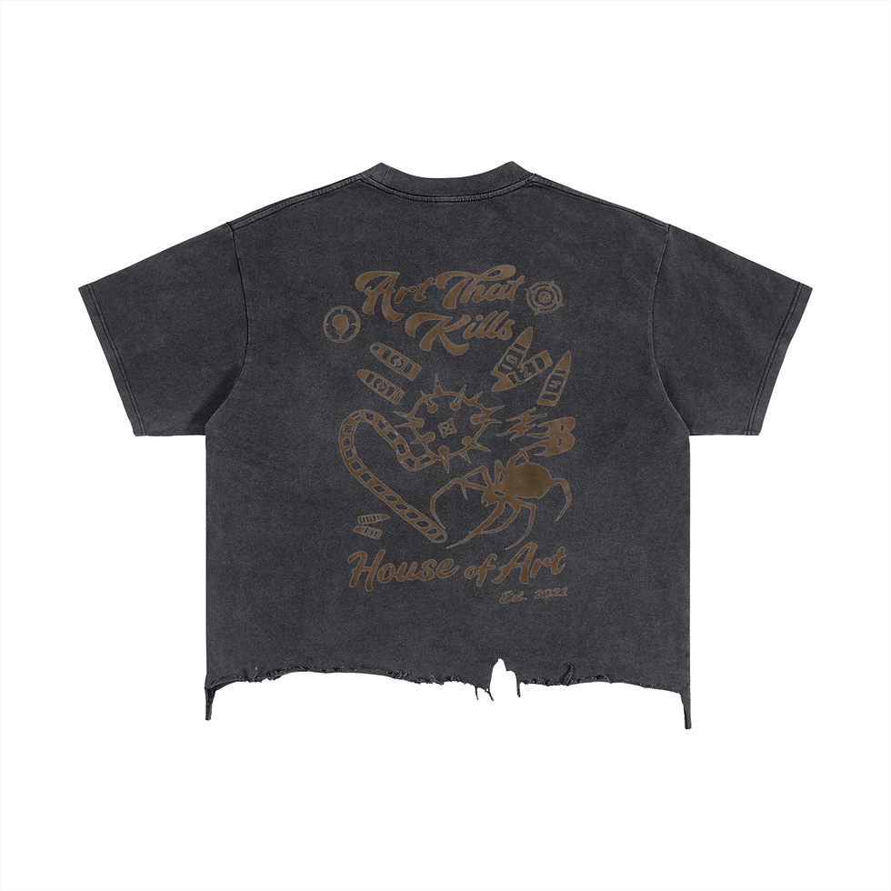 Thumbnail: ART THAT KILLS Vintage Wash Boxy Distressed Hem T-Shirt
