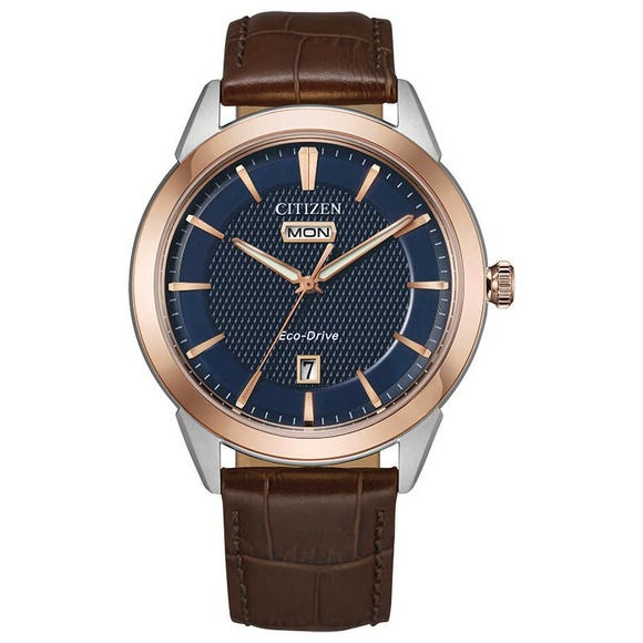 Men's Citizen Eco-Drive Brown Leather Strap NWT
