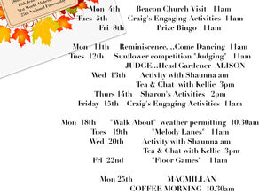 September Activity Line-up