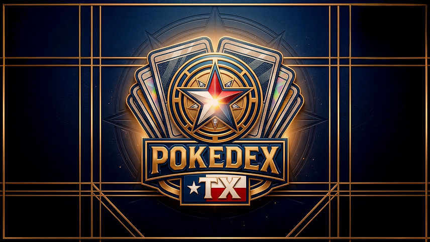website-hero-dark-PokeDex TX Dark Logo of a vault with pokemon cards