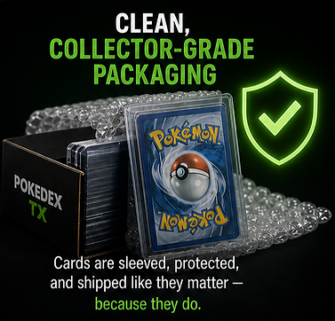 picture of in proccess of shipping and handling and everything shipped through PokeDex TX is always handledd with the upmost care. Free shipping on Pokemon Mystery Packs in Texas
