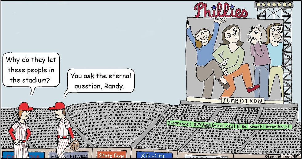 Two Phillies players comment on the fans on the Jumbotron.