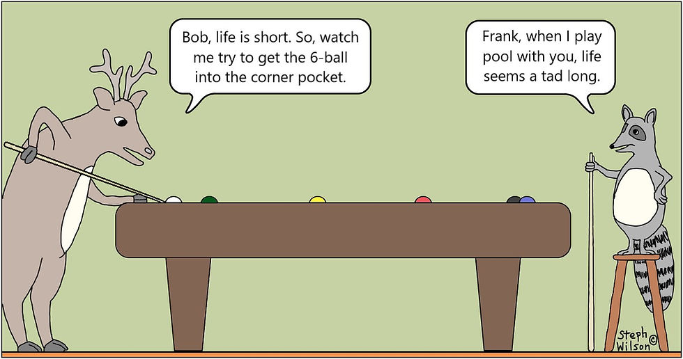 Two playing pool. Life is short.