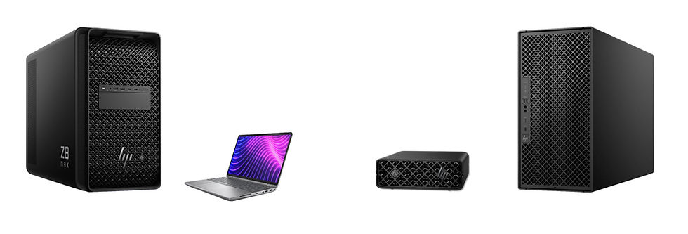 de gauche à droite : Z8 Fury G6, Zbook Fury G1i, ZGX nano IA, ZGX Fury IA