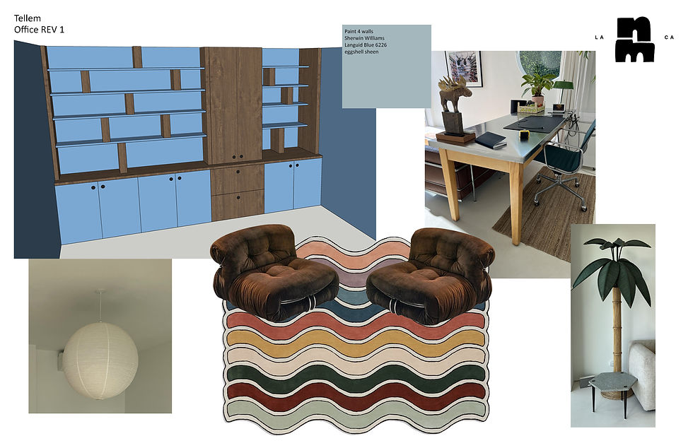 design board showing furniture scheme for the home office