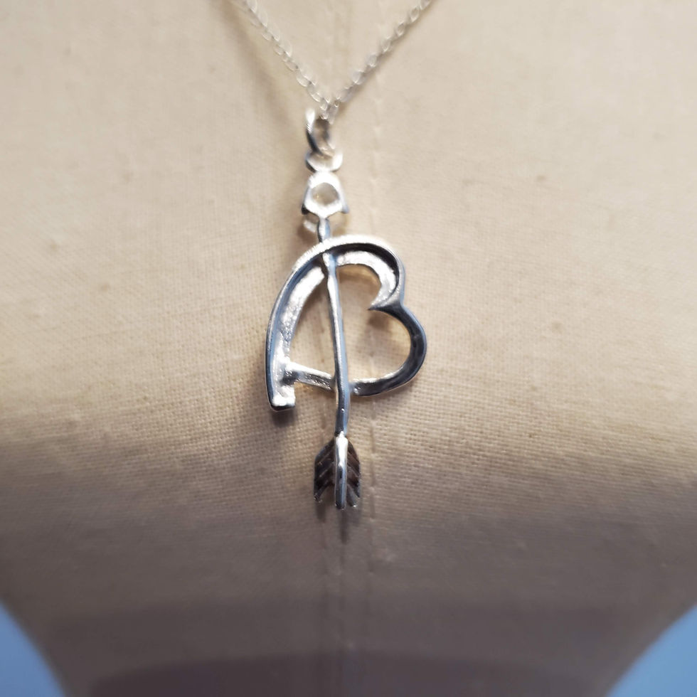 Thumbnail: 10" 925 Sterling Silver Necklace with Cupid Arrrow Pendant