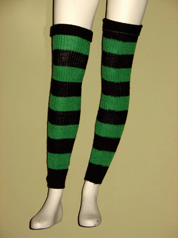 Thumbnail: Cotton Blend Striped Thigh High Legwarmers
