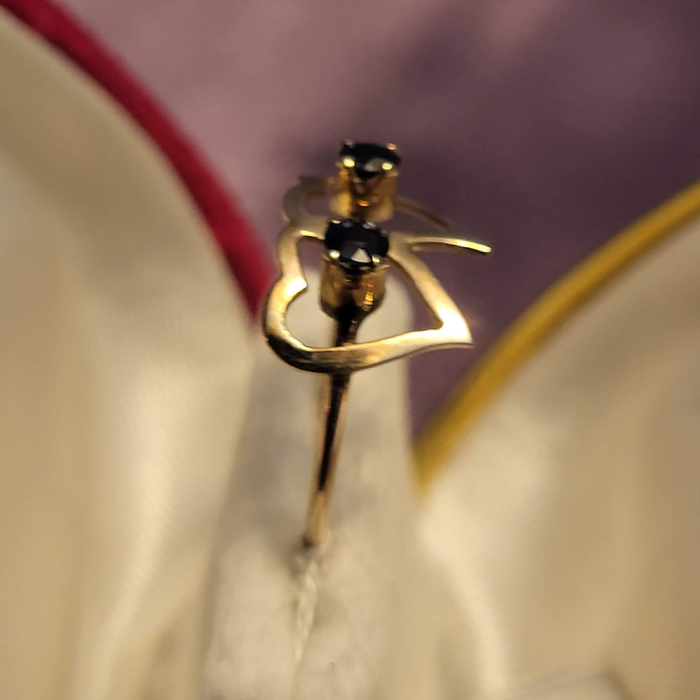 Thumbnail: 9K Gold Heart Gemstone Ring (size 4)