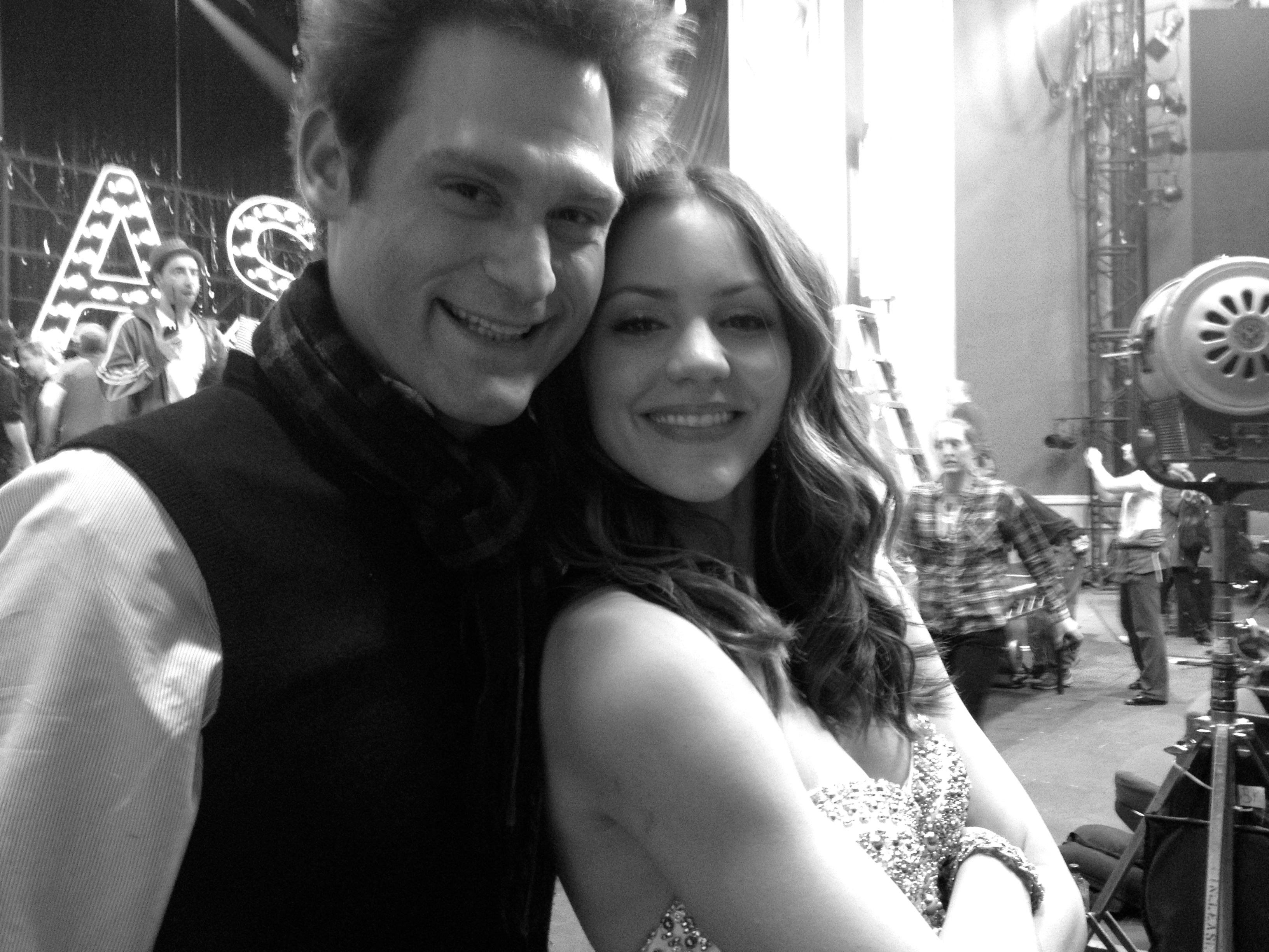 Kenneth Ferrone and Katharine McPhee on the set of SMASH
