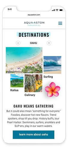 Mobile screenshot of the Aqua Aston homepage.