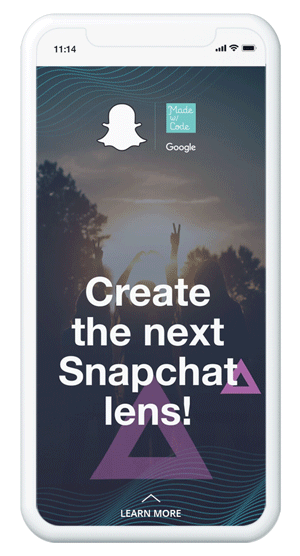 GIF of a mobile mock up of the Made With Code the second Snap Chat ad for the My Future Me Challenge.