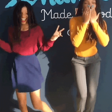 GIF of social post that Chloe and Halle posted from the Change Is Made With Code coding party that they performed at.
