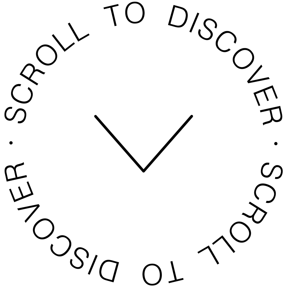 GIF animation of the sentence "Scroll to discover."