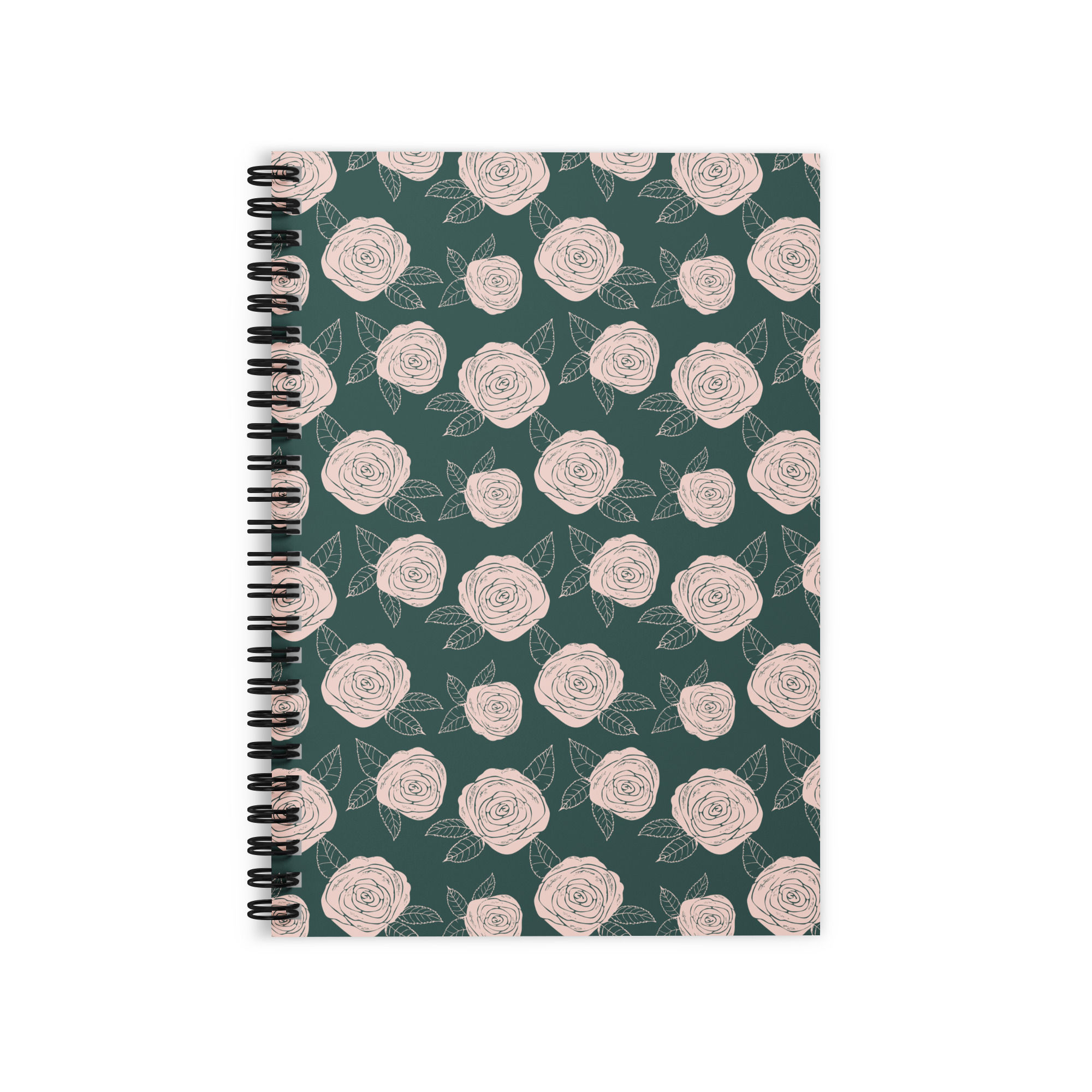 Ruled Line Rose Design Spiral Notebook