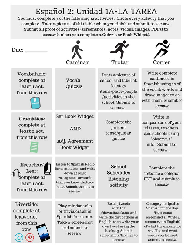 How to Differentiate with Homework Choice Boards