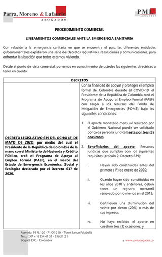 PROCEDIMIENTO COMERCIAL LINEAMIENTOS COMERCIALES ANTE LA EMERGENCIA SANITARIA