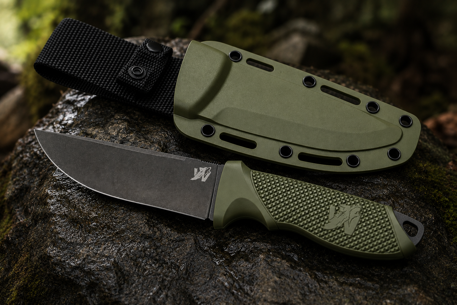 ODENWOLF W-FORCE Full Tang Outdoor Knife with Tactical Sheath