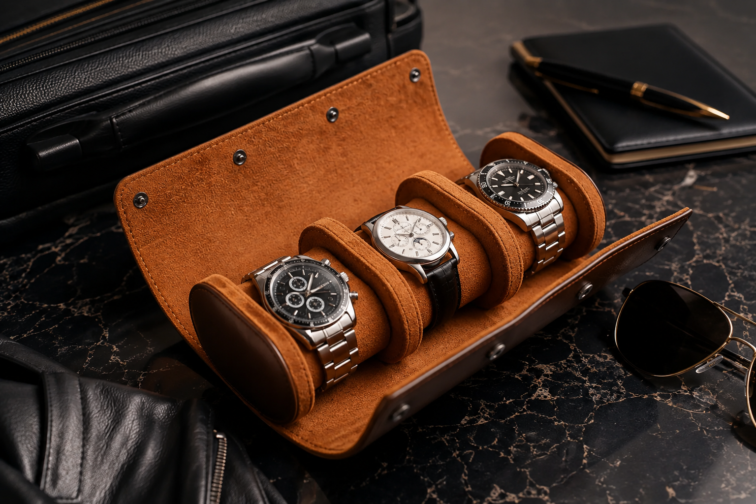 TimeVault™ – Premium 3-Slot Watch Case
