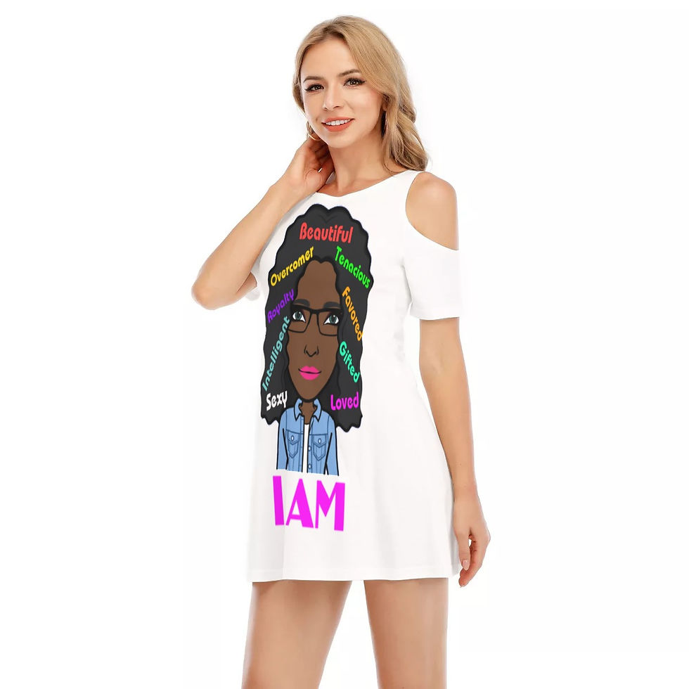 Thumbnail: " I AM" Cold Shoulder Dress White
