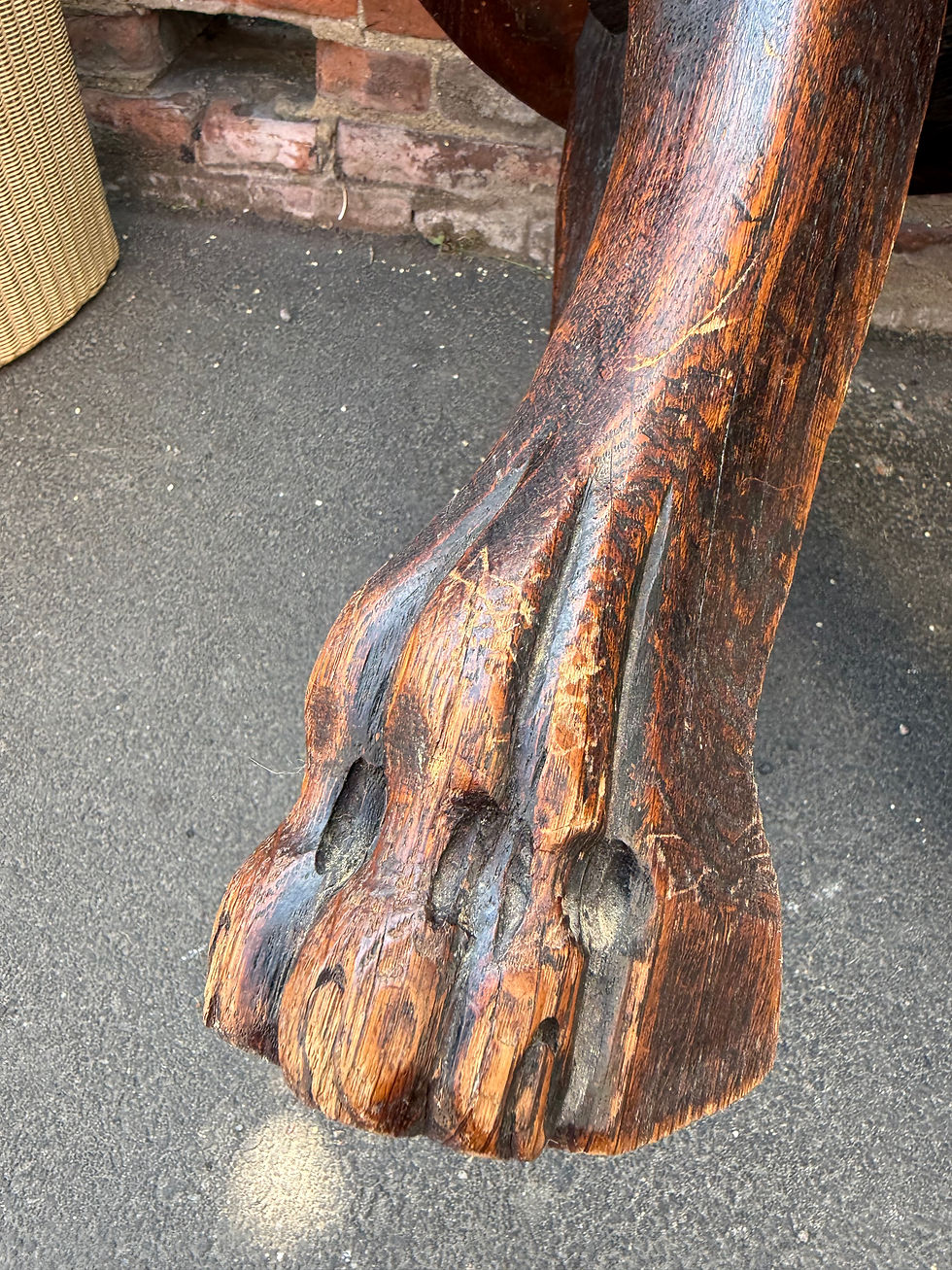 Thumbnail: Carved Oak Antique Captains Swivel Desk Chair / Tub Armchair