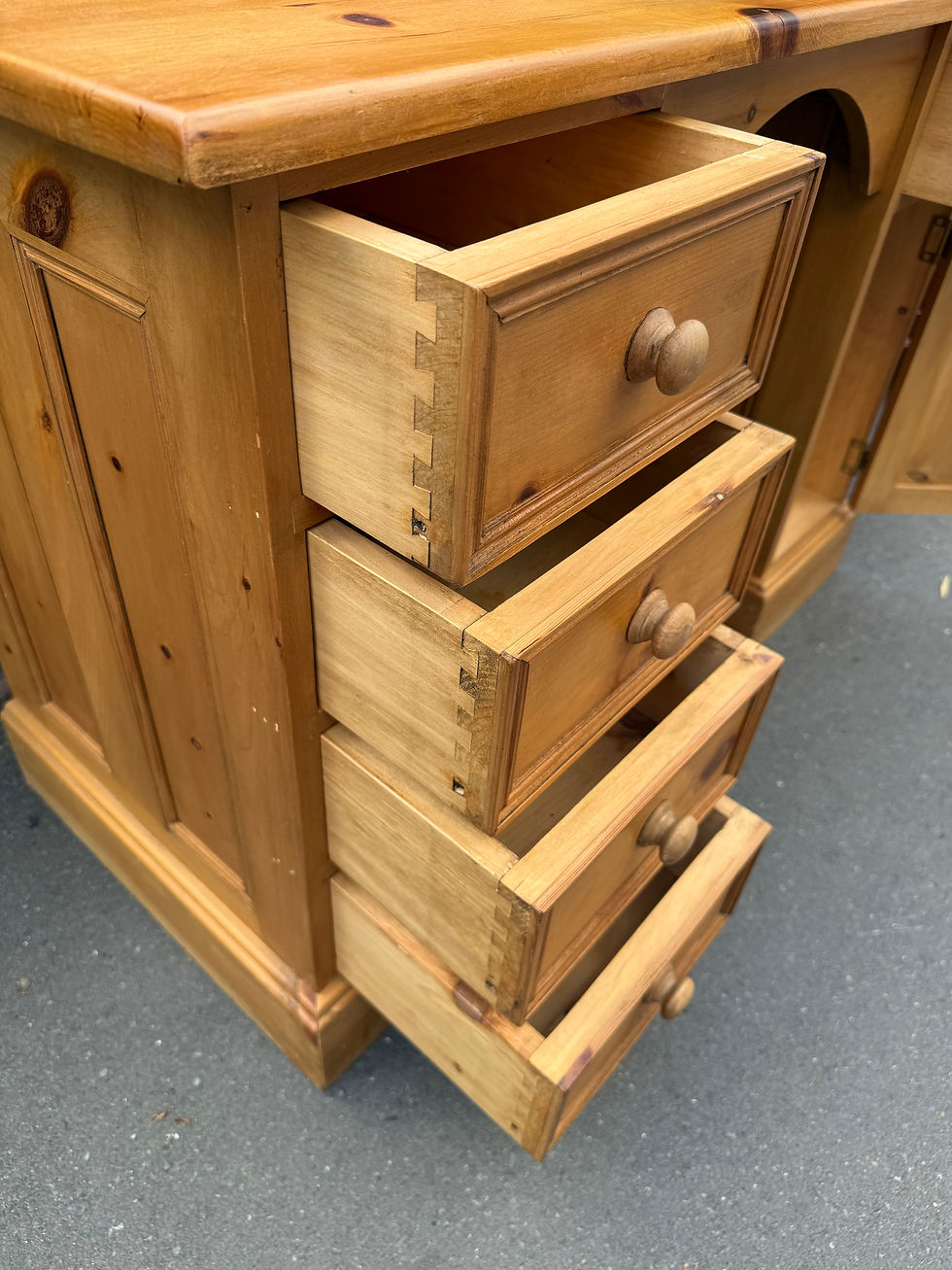 Thumbnail: Small Solid Waxed Kneehole Desk / Dressing Table