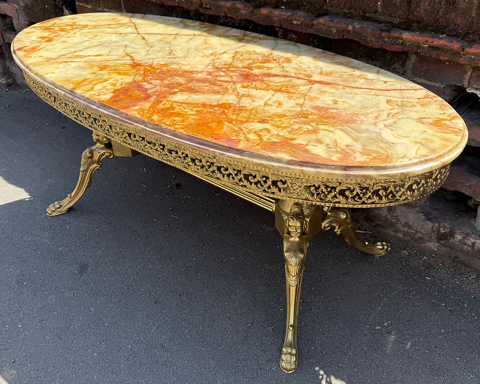 Thumbnail: Ornate Italian Style Onyx Marble Top Coffee Table